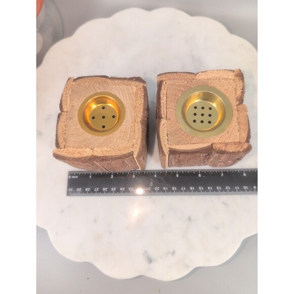 2 Rustic Wooden Candle Holders or Incense Burners Square Decor - Picture 2 of 3